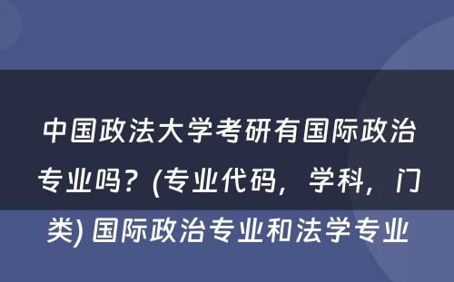 中国政法大学考研有国际政治专业吗？(专业代码，学科，门类) 国际政治专业和法学专业