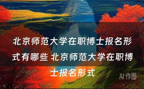 北京师范大学在职博士报名形式有哪些 北京师范大学在职博士报名形式