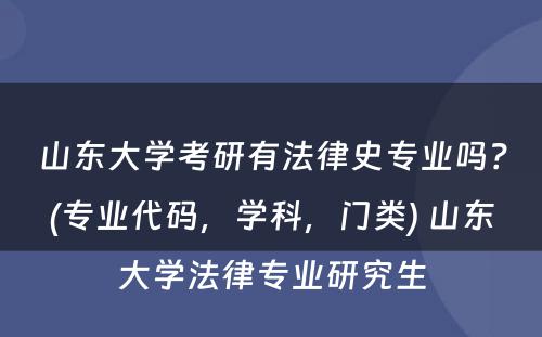 山东大学考研有法律史专业吗？(专业代码，学科，门类) 山东大学法律专业研究生