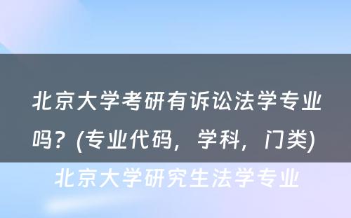 北京大学考研有诉讼法学专业吗？(专业代码，学科，门类) 北京大学研究生法学专业