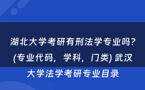 湖北大学考研有刑法学专业吗？(专业代码，学科，门类) 武汉大学法学考研专业目录