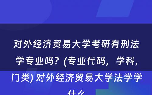 对外经济贸易大学考研有刑法学专业吗？(专业代码，学科，门类) 对外经济贸易大学法学学什么