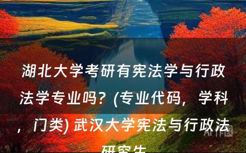 湖北大学考研有宪法学与行政法学专业吗？(专业代码，学科，门类) 武汉大学宪法与行政法研究生