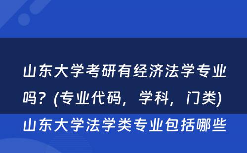 山东大学考研有经济法学专业吗？(专业代码，学科，门类) 山东大学法学类专业包括哪些