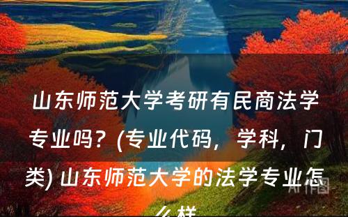 山东师范大学考研有民商法学专业吗？(专业代码，学科，门类) 山东师范大学的法学专业怎么样