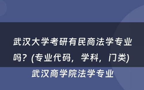 武汉大学考研有民商法学专业吗？(专业代码，学科，门类) 武汉商学院法学专业