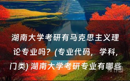 湖南大学考研有马克思主义理论专业吗？(专业代码，学科，门类) 湖南大学考研专业有哪些