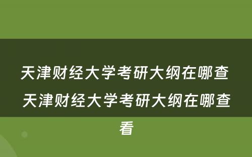 天津财经大学考研大纲在哪查 天津财经大学考研大纲在哪查看