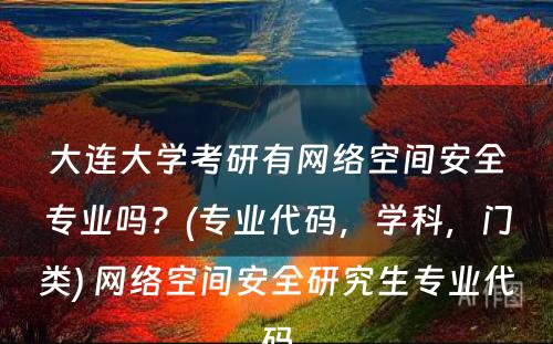 大连大学考研有网络空间安全专业吗？(专业代码，学科，门类) 网络空间安全研究生专业代码