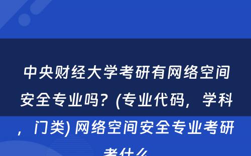 中央财经大学考研有网络空间安全专业吗？(专业代码，学科，门类) 网络空间安全专业考研考什么