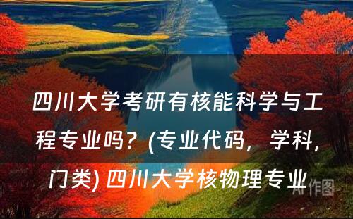 四川大学考研有核能科学与工程专业吗？(专业代码，学科，门类) 四川大学核物理专业