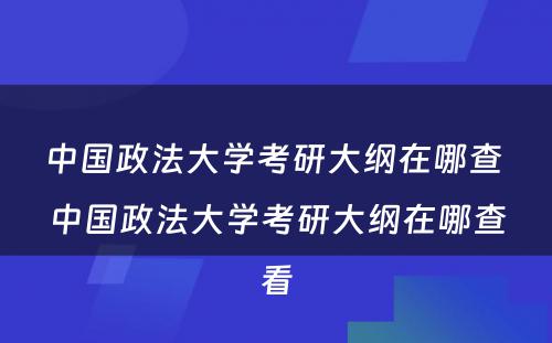 中国政法大学考研大纲在哪查 中国政法大学考研大纲在哪查看