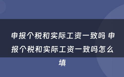 申报个税和实际工资一致吗 申报个税和实际工资一致吗怎么填