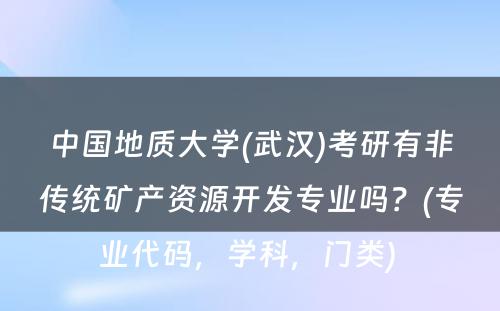 中国地质大学(武汉)考研有非传统矿产资源开发专业吗？(专业代码，学科，门类) 