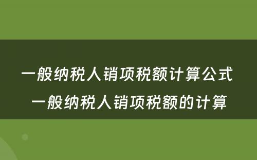 一般纳税人销项税额计算公式 一般纳税人销项税额的计算