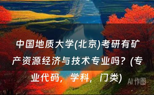 中国地质大学(北京)考研有矿产资源经济与技术专业吗？(专业代码，学科，门类) 