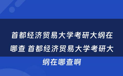 首都经济贸易大学考研大纲在哪查 首都经济贸易大学考研大纲在哪查啊