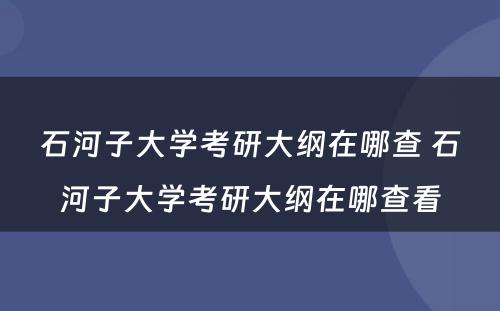 石河子大学考研大纲在哪查 石河子大学考研大纲在哪查看