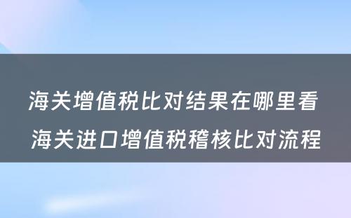 海关增值税比对结果在哪里看 海关进口增值税稽核比对流程