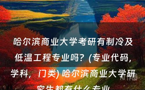 哈尔滨商业大学考研有制冷及低温工程专业吗？(专业代码，学科，门类) 哈尔滨商业大学研究生都有什么专业