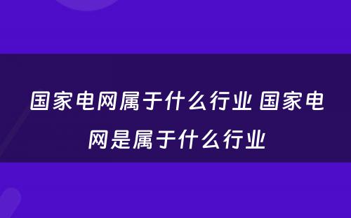 国家电网属于什么行业 国家电网是属于什么行业