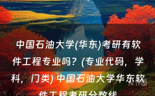 中国石油大学(华东)考研有软件工程专业吗？(专业代码，学科，门类) 中国石油大学华东软件工程考研分数线