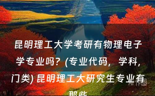 昆明理工大学考研有物理电子学专业吗？(专业代码，学科，门类) 昆明理工大研究生专业有那些