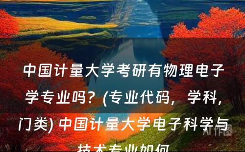 中国计量大学考研有物理电子学专业吗？(专业代码，学科，门类) 中国计量大学电子科学与技术专业如何