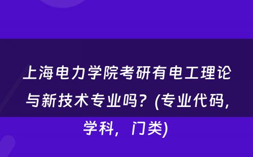 上海电力学院考研有电工理论与新技术专业吗？(专业代码，学科，门类) 