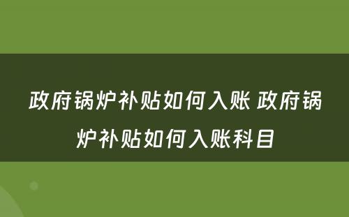 政府锅炉补贴如何入账 政府锅炉补贴如何入账科目