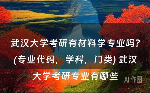 武汉大学考研有材料学专业吗？(专业代码，学科，门类) 武汉大学考研专业有哪些