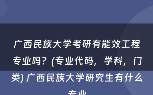 广西民族大学考研有能效工程专业吗？(专业代码，学科，门类) 广西民族大学研究生有什么专业