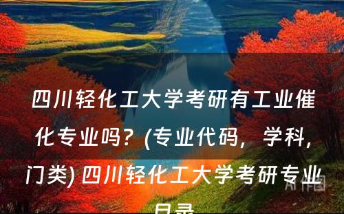 四川轻化工大学考研有工业催化专业吗？(专业代码，学科，门类) 四川轻化工大学考研专业目录