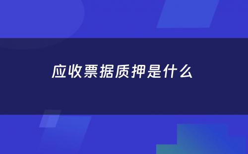 应收票据质押是什么 