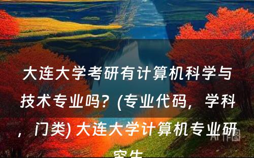 大连大学考研有计算机科学与技术专业吗？(专业代码，学科，门类) 大连大学计算机专业研究生