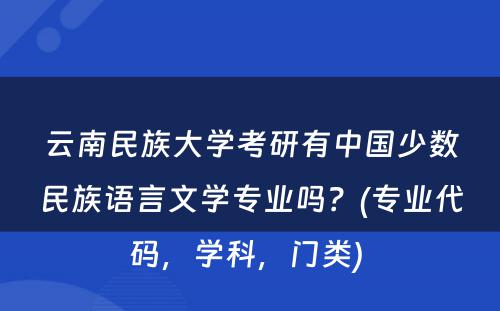 云南民族大学考研有中国少数民族语言文学专业吗？(专业代码，学科，门类) 