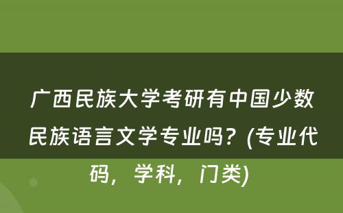 广西民族大学考研有中国少数民族语言文学专业吗？(专业代码，学科，门类) 