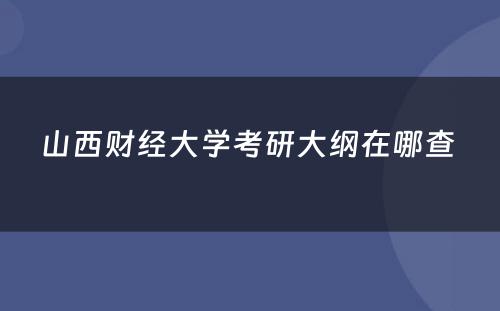 山西财经大学考研大纲在哪查 