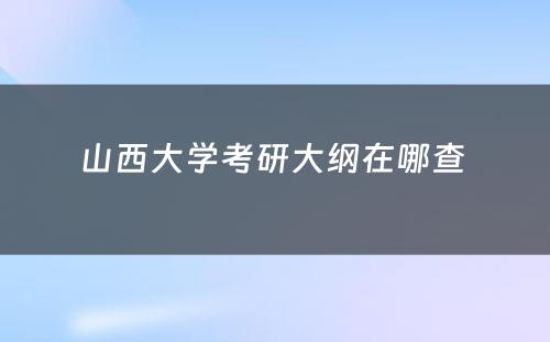 山西大学考研大纲在哪查 