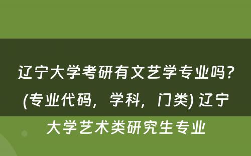 辽宁大学考研有文艺学专业吗？(专业代码，学科，门类) 辽宁大学艺术类研究生专业