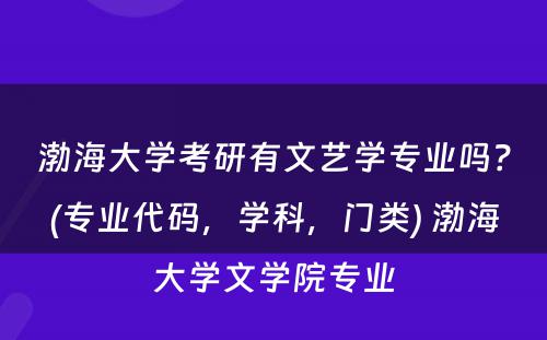 渤海大学考研有文艺学专业吗？(专业代码，学科，门类) 渤海大学文学院专业