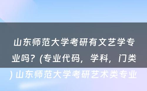 山东师范大学考研有文艺学专业吗？(专业代码，学科，门类) 山东师范大学考研艺术类专业