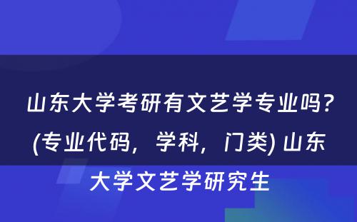 山东大学考研有文艺学专业吗？(专业代码，学科，门类) 山东大学文艺学研究生