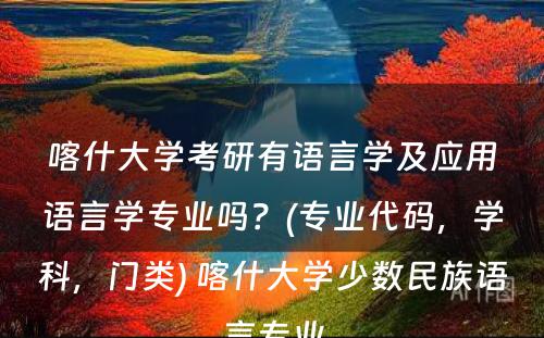 喀什大学考研有语言学及应用语言学专业吗？(专业代码，学科，门类) 喀什大学少数民族语言专业