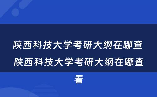 陕西科技大学考研大纲在哪查 陕西科技大学考研大纲在哪查看