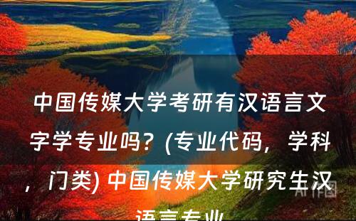 中国传媒大学考研有汉语言文字学专业吗？(专业代码，学科，门类) 中国传媒大学研究生汉语言专业