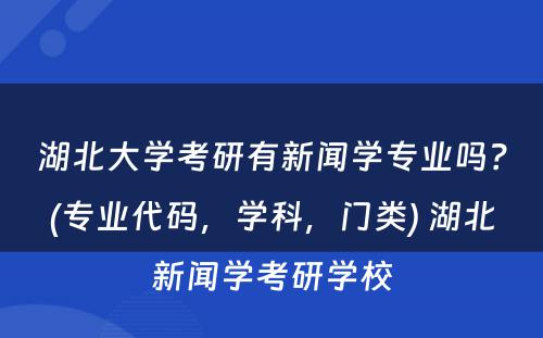 湖北大学考研有新闻学专业吗？(专业代码，学科，门类) 湖北新闻学考研学校