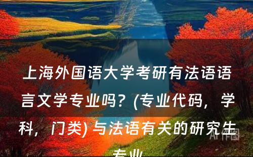 上海外国语大学考研有法语语言文学专业吗？(专业代码，学科，门类) 与法语有关的研究生专业