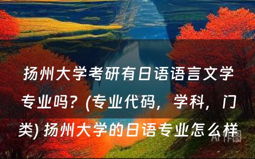 扬州大学考研有日语语言文学专业吗？(专业代码，学科，门类) 扬州大学的日语专业怎么样
