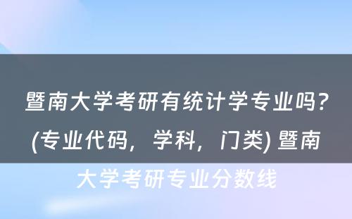 暨南大学考研有统计学专业吗？(专业代码，学科，门类) 暨南大学考研专业分数线